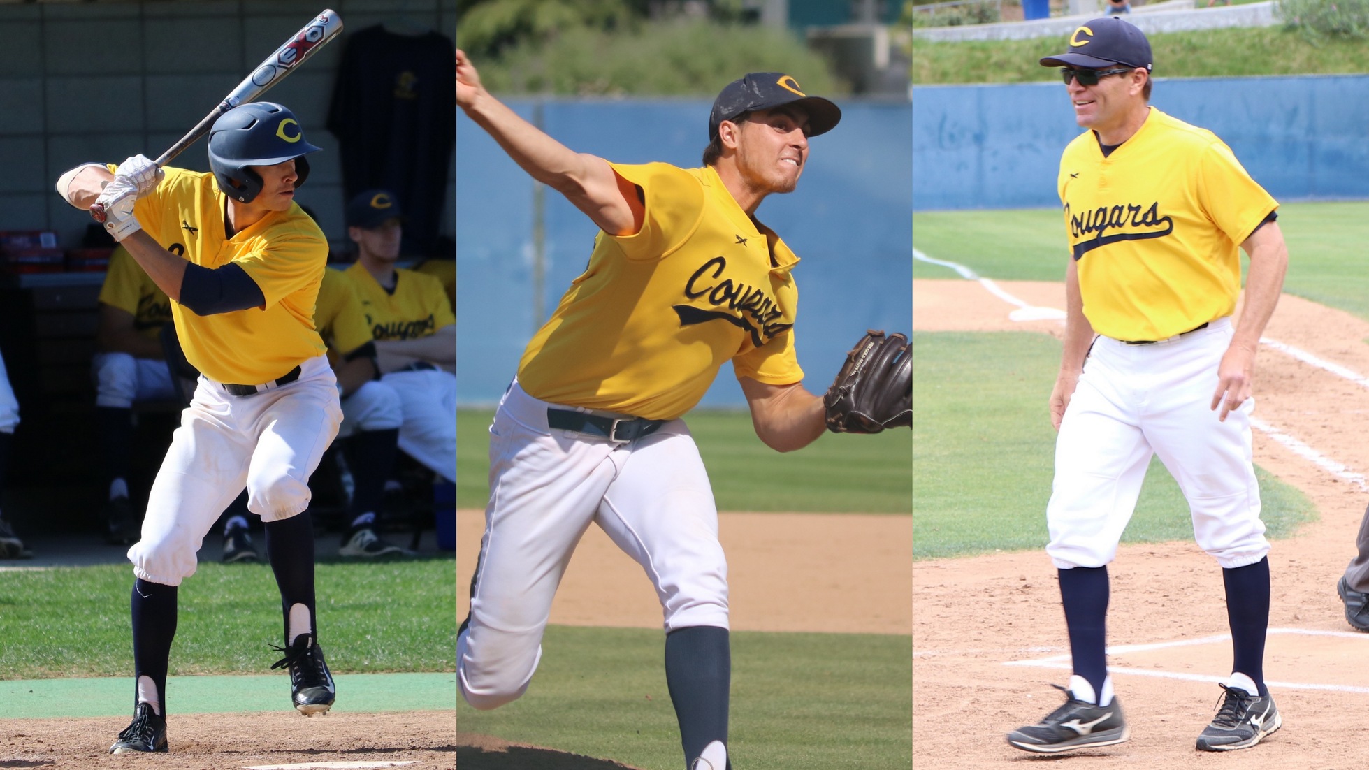 From left to right. Cole Klescz, Justin Dehn, and Chris Cota all took home the top honors in the WSC East. Photos Courtesy of College of the Canyons Athletics. 