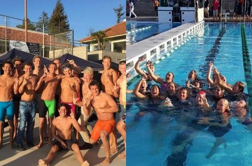The Ventura College Men (left) and the Santa Barbara City College Women (right) brought home the 2016 WSC Swimming Team Titles.