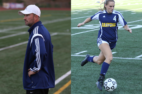 College of the Canyons swept the WSC South Post-Season Awards with Head Coach Justin Lundin (left) being named Coach of the Year and Marissa Kneisel (right) being named Player of the Year.