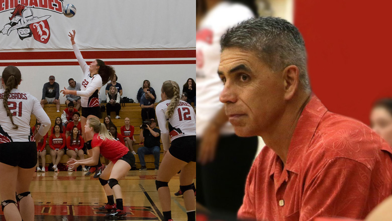 Bakersfield College's Mackenzie Hernandez, Hannah Pope, and Head Coach Carl Ferriera were the top award winners in the WSC South. Photo Courtesy of GoGades.com