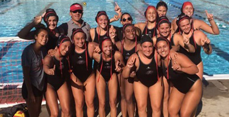 Santa Barbara City College won their 3rd straight Western State Conference Women's Water Polo title in 2016. Photo Courtesy of SBCCVaqueros.com.
